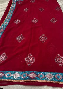 Red Embellished Saree