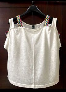 Stylish White Cold Shoulder Top - Like New