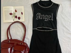 Black "Angel" Rhinestone MADDY DRESS