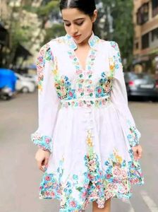 Boho Floral Embroidered Mini Dress