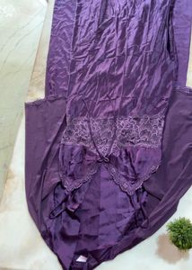 PRIVATE LIVES BRAND Satin Robe &amp; Nighty Set