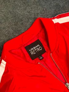 Red Bomber Jacket with White Stripes