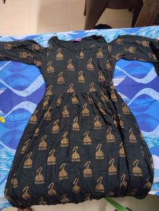 Stylish Black Kurta with Gold Print