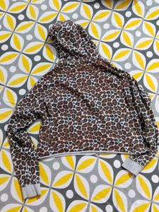 Leopard Print Cropped Hoodie