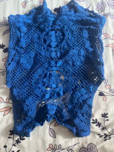 Boho Blue Crochet Vest