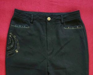 Elegant Black Embellished Pants