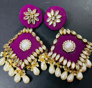 Fancy Fabric Party Wear Have Long Size Earrings