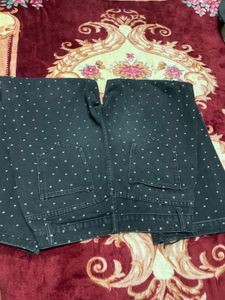 Trendy Polka Dot Wide Leg Jeans