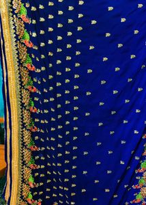Exquisite Blue Saree with Peacock Embroidery