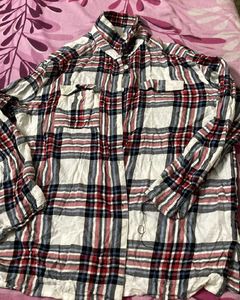 Red, White & Blue Plaid Button-Up Shirt