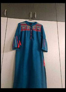 Boho Embroidered Blue Kurti