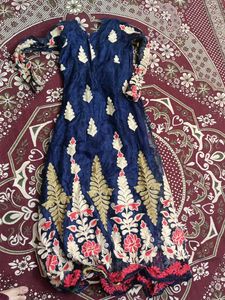 💙 Royal Navy Blue Embroidered Anarkali Dress