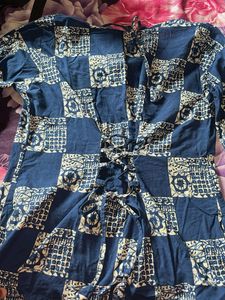 Boho Blue &amp; White Block Print Kurta