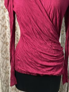 French Connection Maroon Wrap Style Top