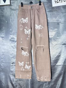 SHEIN Butterfly Distressed Wide Leg Jeans
