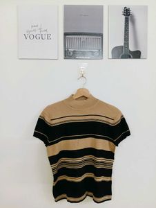Striped Mock Neck Top