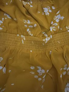 Yellow Floral Print Puff Sleeve Top