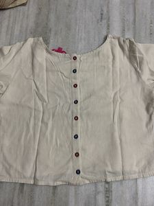 Beige Embroidered Kurta Top