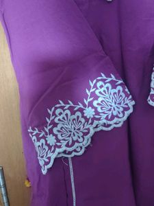 Purple Kurta Set with White Embroidery