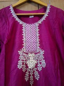 Hot Pink Casual Pant And Kurta Set