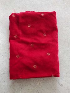 Red Velvet Embroidered blouse piece