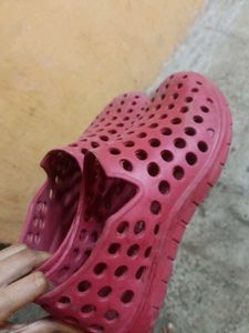 Red Perforated Slip-On Shoes