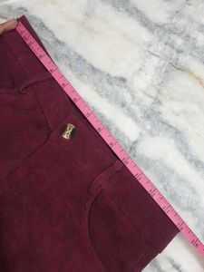 Burgundy Corduroy High-Waisted Pants