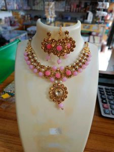 Elegant Pink & Gold Jewelry Set