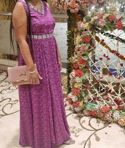 Elegant Purple Embroidered Gown