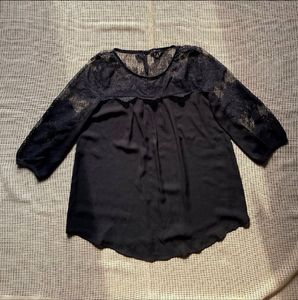 Elegant Black Lace Detail Blouse