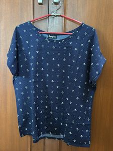 Navy Anchor Print Top