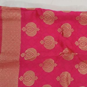 new Vibrant Pink Saree  with blouse piece