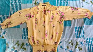 Yellow Floral Smocked Top