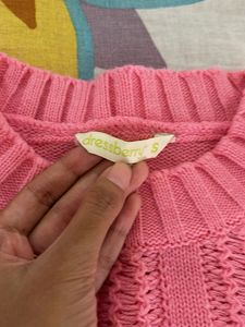 Pink Textured Knit Sweater