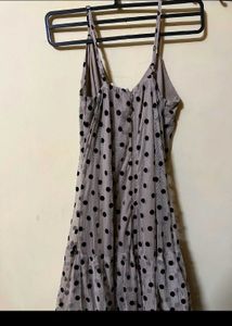 Retro Polka Dot Maxi Dress with trail