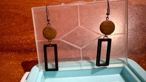 Wooden Geometric Dangle Earrings