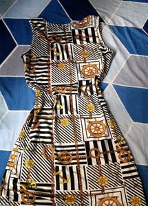 Nautical Print Sleeveless Dress