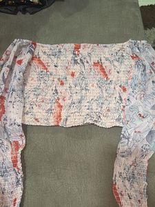 Floral Smocked Off-Shoulder Crop Top