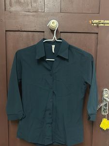 Classic Dark Green Button-Up Shirt | Women