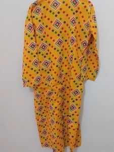 Vibrant Yellow Geometric Print Kurti