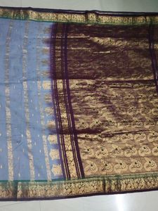 Cotton Blend Pure Gadwal Pattu Saree
