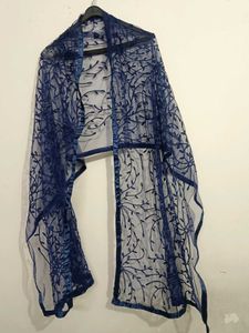 Elegant Navy Blue Lace Dupatta