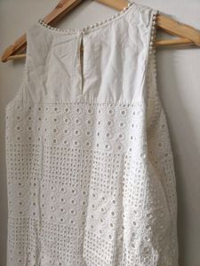 Chic White Eyelet Sleeveless Dress