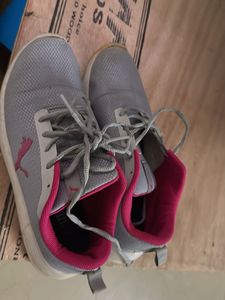 Puma Grey & Pink Sneakers