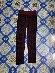Maroon Patterned Leggings