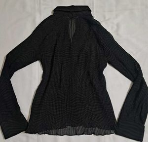 Y2k Vintage 2000s Office Siren Pleated Sheer Top