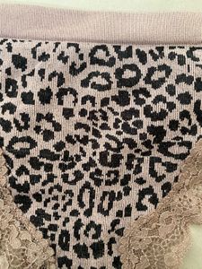Leopard Print Thong with Lace Trim