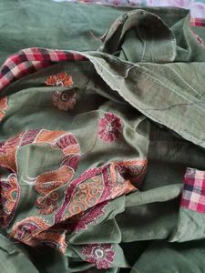 Olive Green Saree with Embroidery