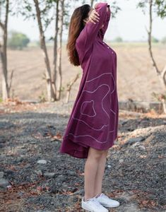 Chic Purple Embroidered A-Line Dress