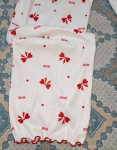 Cute Bow Print White Button-Up Top